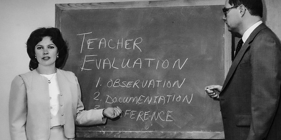 1980's teachers using blackboard