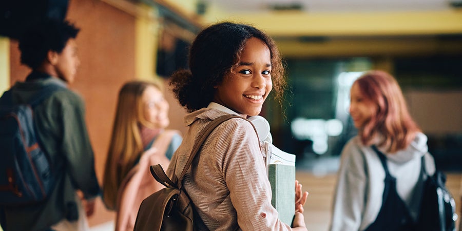 Girl smiling at school